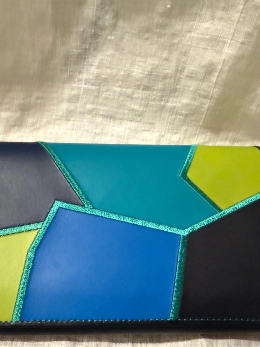 Yves Saint Laurent Geometric Clutch in Bright Blues and Lime - Picture 13 of 13